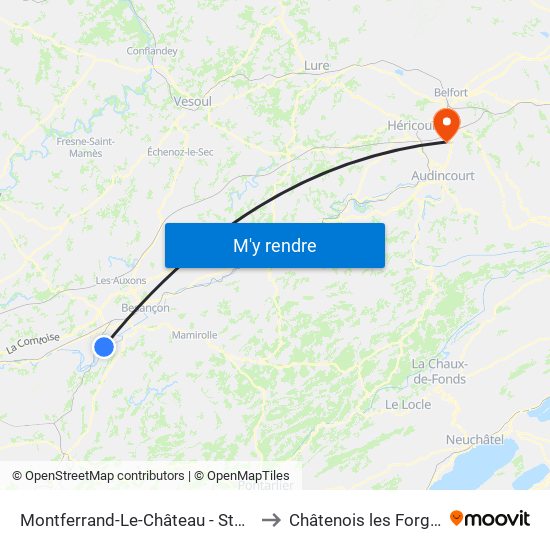 Montferrand-Le-Château - Stade to Châtenois les Forges map