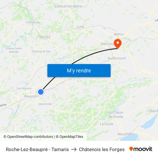 Roche-Lez-Beaupré - Tamaris to Châtenois les Forges map