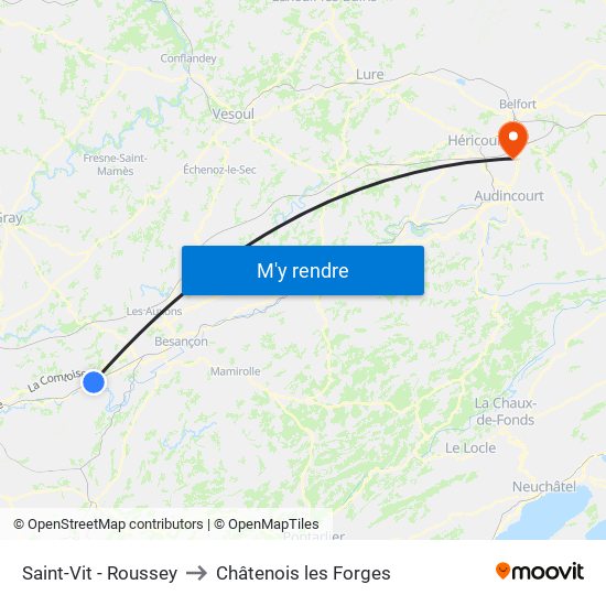 Saint-Vit - Roussey to Châtenois les Forges map