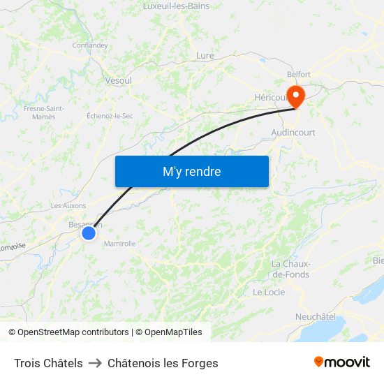 Trois Châtels to Châtenois les Forges map