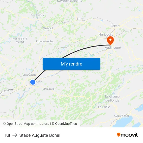 Iut to Stade Auguste Bonal map