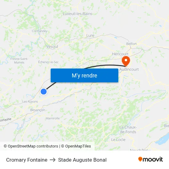 Cromary Fontaine to Stade Auguste Bonal map