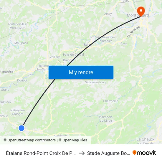 Étalans Rond-Point Croix De Pierre to Stade Auguste Bonal map