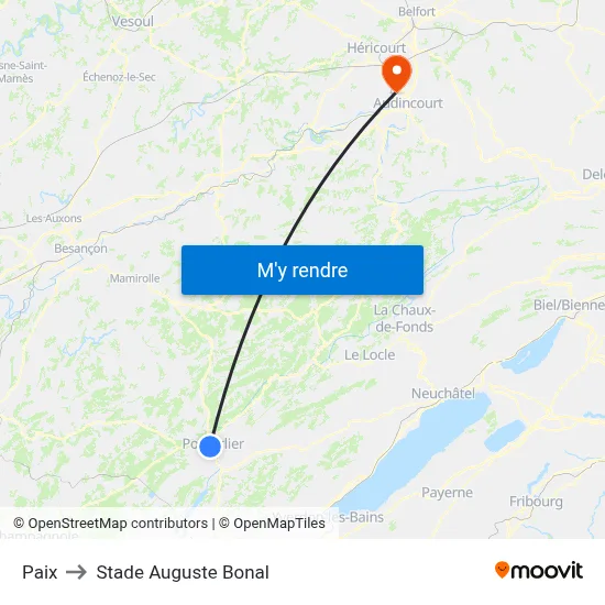 Paix to Stade Auguste Bonal map