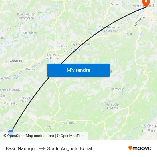 Base Nautique to Stade Auguste Bonal map