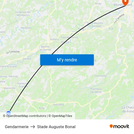 Gendarmerie to Stade Auguste Bonal map