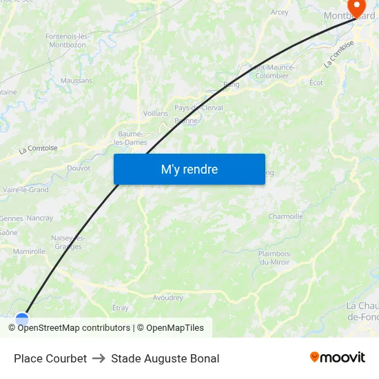 Place Courbet to Stade Auguste Bonal map