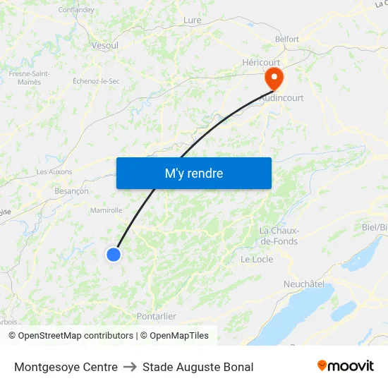 Montgesoye Centre to Stade Auguste Bonal map