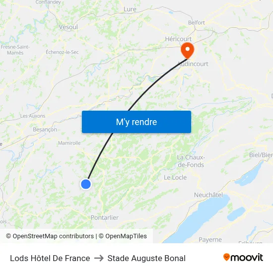 Lods Hôtel De France to Stade Auguste Bonal map
