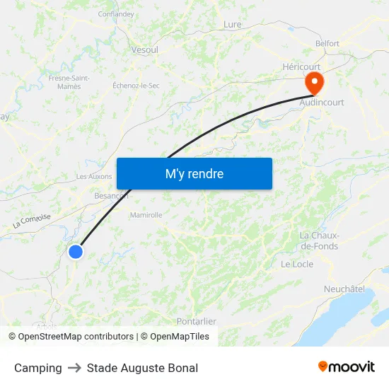 Camping to Stade Auguste Bonal map