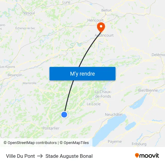 Ville Du Pont to Stade Auguste Bonal map