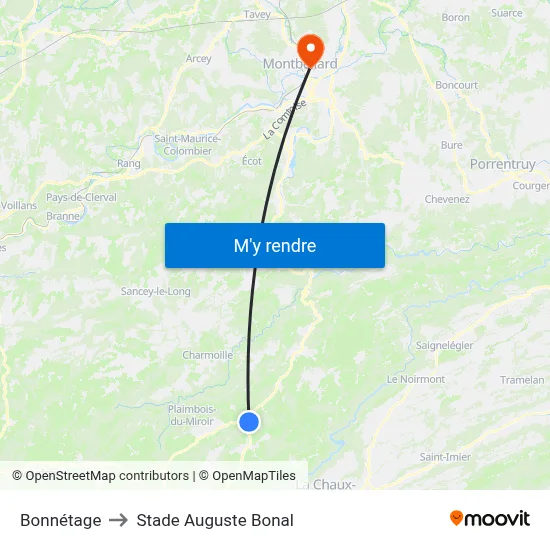 Bonnétage to Stade Auguste Bonal map