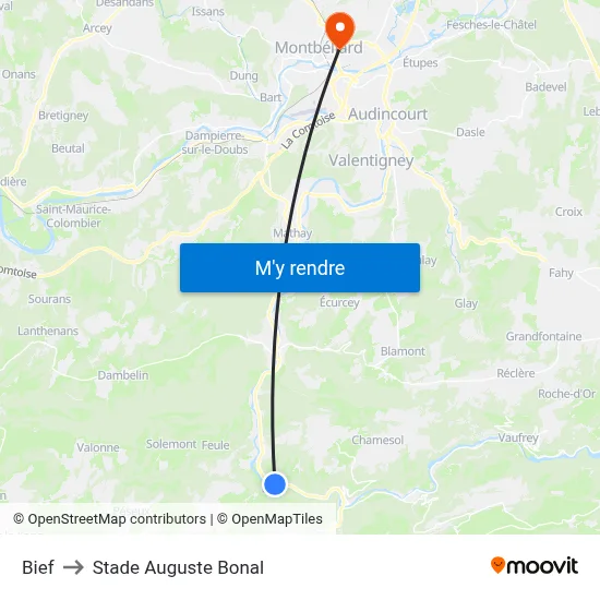 Bief to Stade Auguste Bonal map