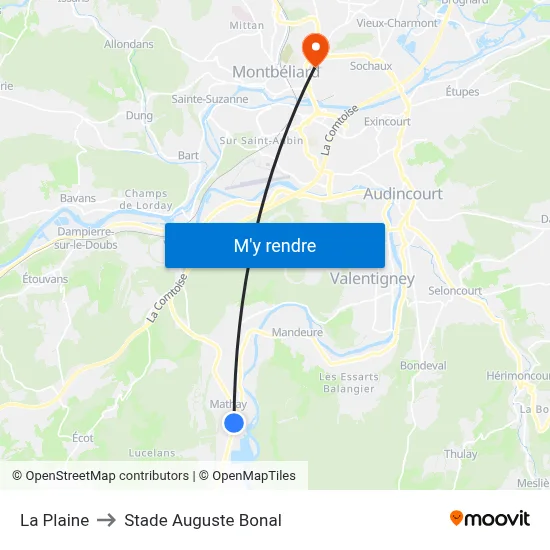 La Plaine to Stade Auguste Bonal map