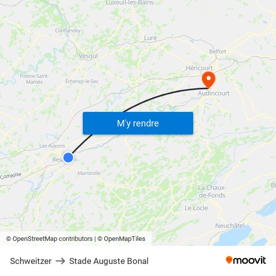 Schweitzer to Stade Auguste Bonal map