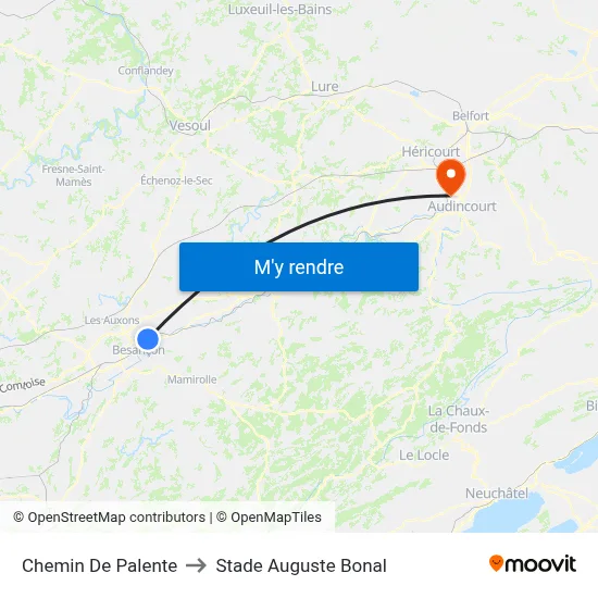 Chemin De Palente to Stade Auguste Bonal map
