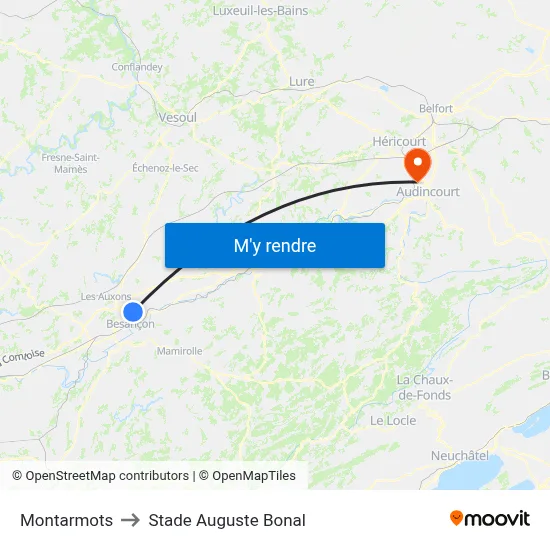 Montarmots to Stade Auguste Bonal map