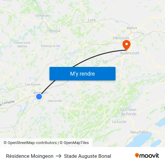 Résidence Moingeon to Stade Auguste Bonal map