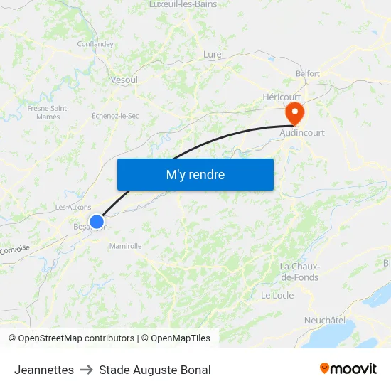 Jeannettes to Stade Auguste Bonal map