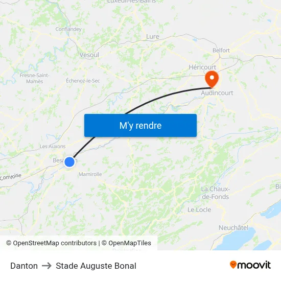 Danton to Stade Auguste Bonal map