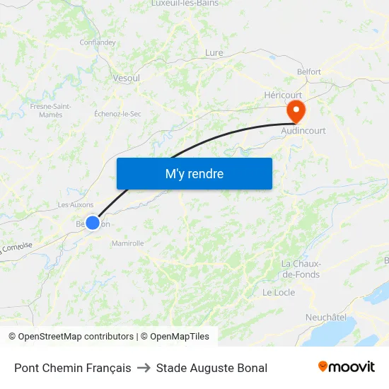 Pont Chemin Français to Stade Auguste Bonal map