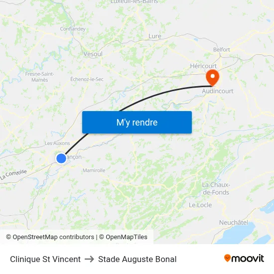 Clinique St Vincent to Stade Auguste Bonal map