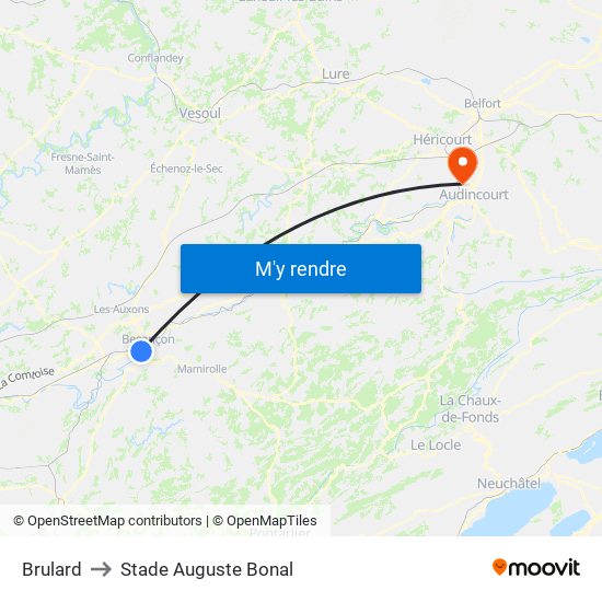 Brulard to Stade Auguste Bonal map