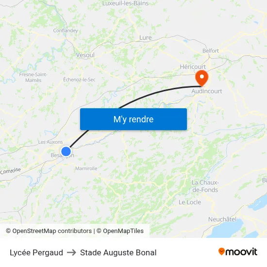 Lycée Pergaud to Stade Auguste Bonal map