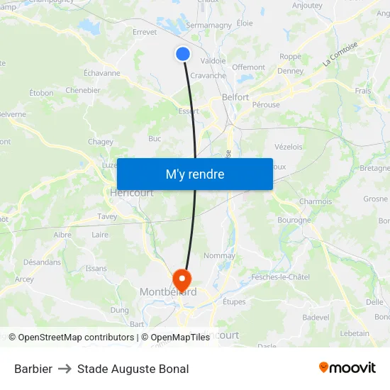 Barbier to Stade Auguste Bonal map