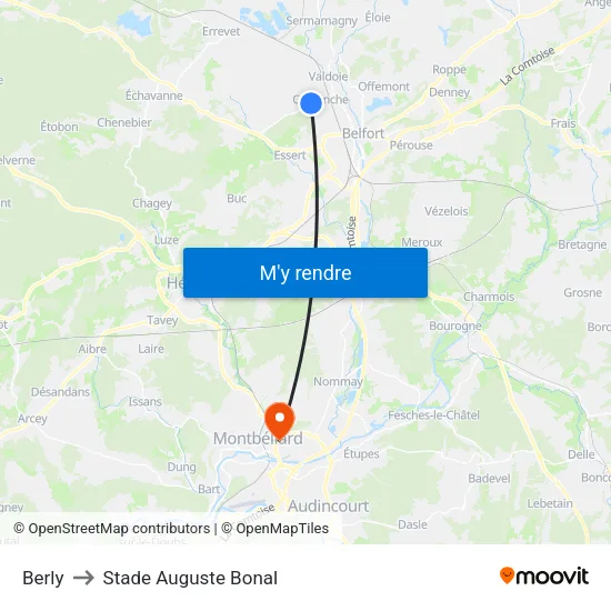 Berly to Stade Auguste Bonal map