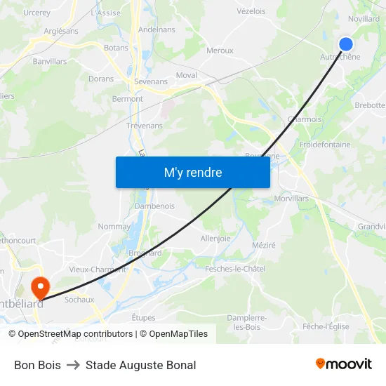 Bon Bois to Stade Auguste Bonal map