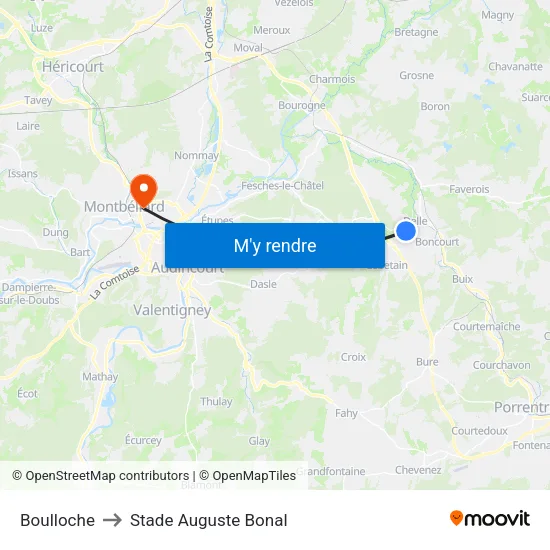 Boulloche to Stade Auguste Bonal map