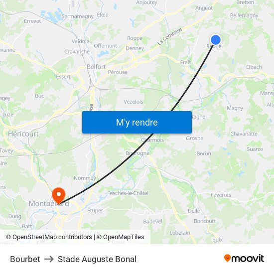 Bourbet to Stade Auguste Bonal map