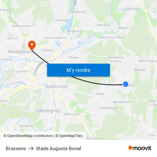Brassens to Stade Auguste Bonal map