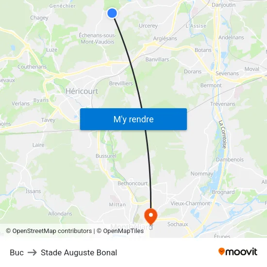 Buc to Stade Auguste Bonal map