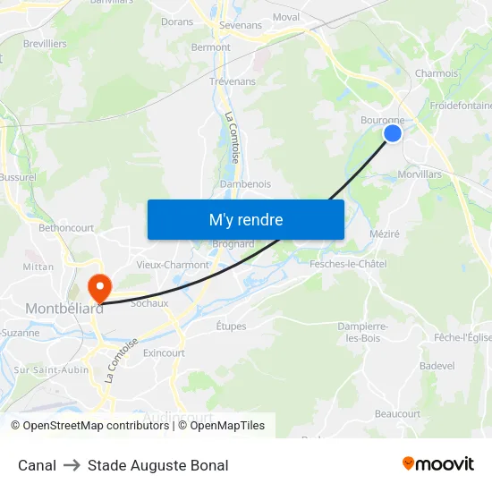 Canal to Stade Auguste Bonal map