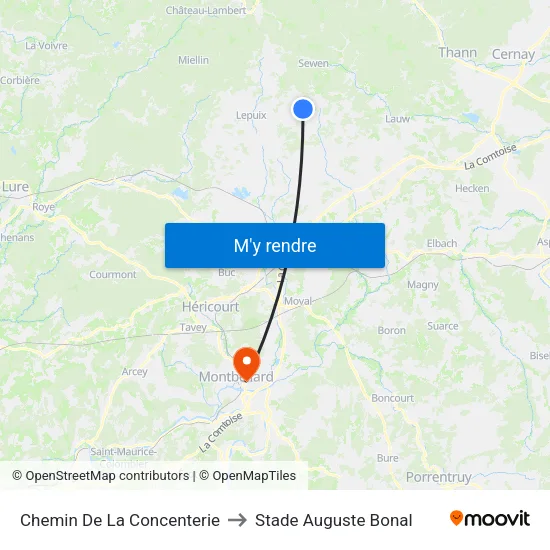Chemin De La Concenterie to Stade Auguste Bonal map