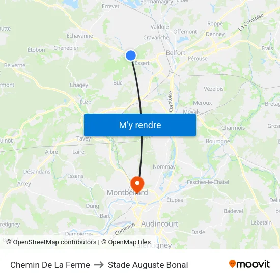 Chemin De La Ferme to Stade Auguste Bonal map