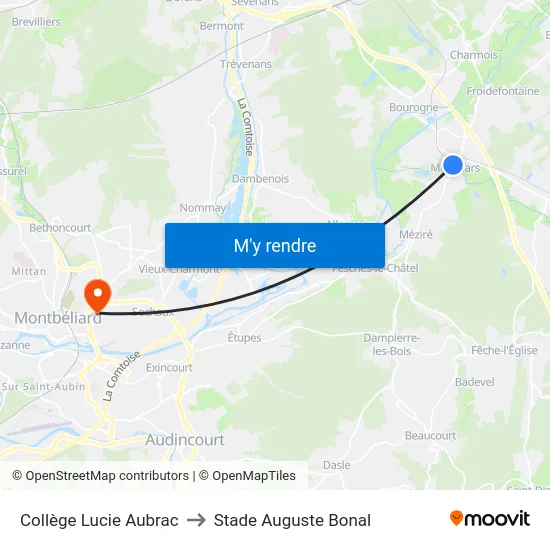 Collège Lucie Aubrac to Stade Auguste Bonal map