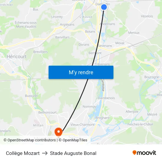 Collège Mozart to Stade Auguste Bonal map