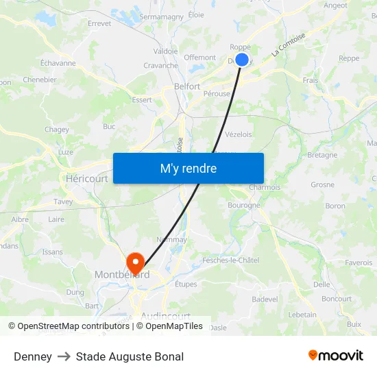 Denney to Stade Auguste Bonal map