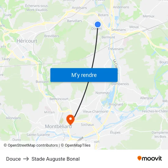 Douce to Stade Auguste Bonal map