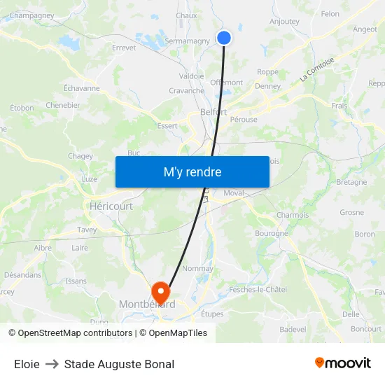 Eloie to Stade Auguste Bonal map