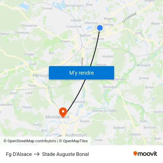 Fg D'Alsace to Stade Auguste Bonal map