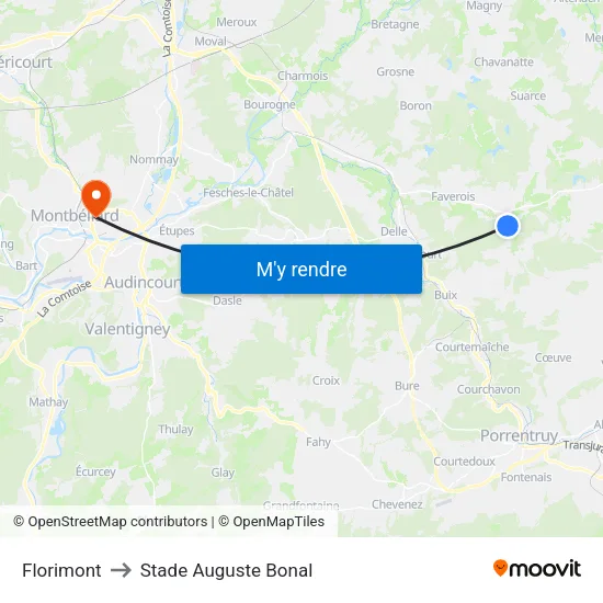 Florimont to Stade Auguste Bonal map