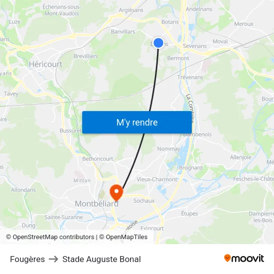 Fougères to Stade Auguste Bonal map