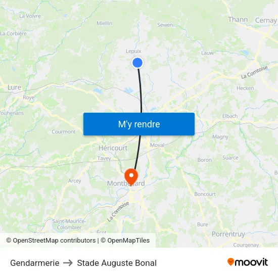 Gendarmerie to Stade Auguste Bonal map