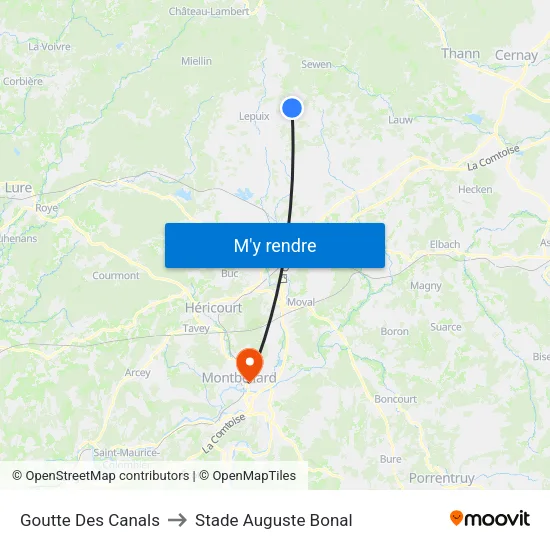 Goutte Des Canals to Stade Auguste Bonal map