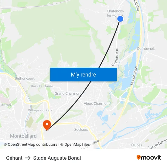 Géhant to Stade Auguste Bonal map