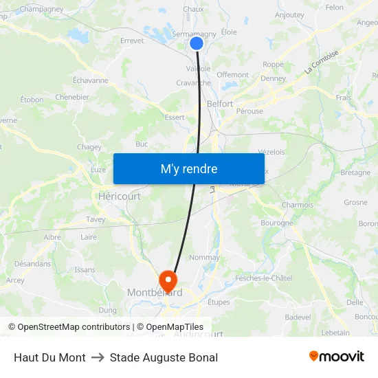 Haut Du Mont to Stade Auguste Bonal map